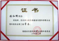 张董当选为福建省归国华侨联合会青年委员会第